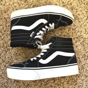 High-Top Black and White Platform Vans